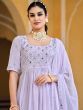 Stunning Lavender Mirror Work Georgette Ready-To-wear Palazzo Suit
