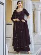 Wonderful Purple Sequins Embroidered Georgette Ready-To-wear Palazzo Suit
