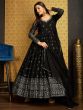 Gorgeous Black Foil Work Georgette Party Wear Gown With Dupatta