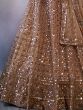 Stunning Light Brown Sequins Work Net Sangeet Lehenga Choli