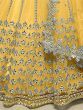Astounding Yellow Foil Work Net Function Wear Lehenga Choli