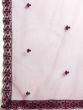 Stunning Wine Embroidered Net Wedding Wear Lehenga Choli With Dupatta