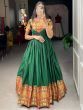 Gorgeous Green Zari Woven Cotton Readymade Event Wear Gown 
