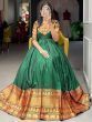 Gorgeous Green Zari Woven Cotton Readymade Event Wear Gown 