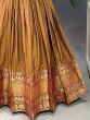 Beautiful Mustard Zari Woven Cotton Readymade Festival Wear Gown 