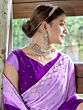Wonderful Lavender Diamond Work Rangoli Silk Party Wear Saree
