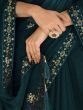 Lovely Teal Blue Sequins chinon Designer Saree 