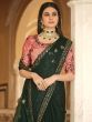 Gorgeous Green Sequins Chinon Festival Wear Saree With Blouse