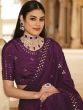 Appealing Purple Sequins Chinon Festiwal Wear Saree With Blouse