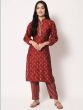 Marvelous Red Digital Printed Silk Ready-Made kurti With Pant
