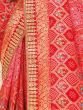 Gorgeous Red Embroidered Work Pure Dola Silk Traditional Saree
