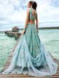 Outstanding Aqua Blue Sequins Net Events Wear Lehenga Choli