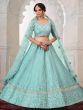 Fancified Turquoise Sequins Work Silk Lehenga Choli With Dupatta 