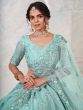 Fancified Turquoise Sequins Work Silk Lehenga Choli With Dupatta 