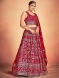 Beautiful Red Sequins Georgette Wedding Wear Lehenga Choli With Dupatta