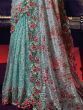 Pleasant Sea Green Digital Printed Net Party Wear Saree With Blouse
