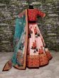 Rose Florals Printed Designer Lehengas with Heavily Embroidered Blouse