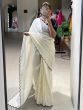 Astonishing White Arca Work Gadhawal Chex Festival Wear Saree
