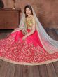 Pink-Yellow Thread Embroidery Silk Wedding Wear Lehenga Choli