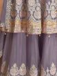 Beautiful Dusty Purple Embroidered Chinon Wedding Wear Palazzo Suit