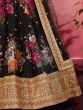 Black Floral Print Banglori Silk Sangeet Wear Lehenga Choli 