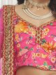 Deep Pink Floral Printed Art Silk Wedding Wear Lehenga Choli
