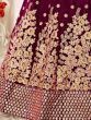 Attractive Purple Embroidered Velvet Bridal Wear Lehenga Choli