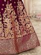 Attractive Purple Embroidered Velvet Bridal Wear Lehenga Choli