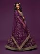 Pleasing Purple Thread Embroidery Art Silk Wedding Lehenga Choli