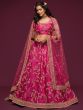 Delightful Pink Thread Embroidery Art Silk Wedding Lehenga Choli