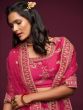 Delightful Pink Thread Embroidery Art Silk Wedding Lehenga Choli