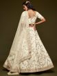 Agreeable White Thread Embroidery Art Silk Wedding Lehenga Choli