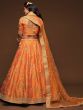 Superior Orange Thread Embroidery Art Silk Wedding Lehenga Choli