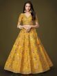 Attractive Yellow Sequins Slub Silk Wedding Wear Lehenga Choli