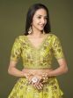 Fascinating Neon Green Sequins Silk Sangit Wear Lehenga Choli