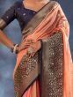 Impressive Peach Woven Organza Silk Wedding Wear Saree With Blouse