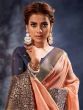 Impressive Peach Woven Organza Silk Wedding Wear Saree With Blouse