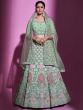 Glorious Pista Green Thread Georgette Wedding Wear Lehenga Choli