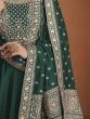 Charismatic Green Embroidered Silk Party Wear Gown 
