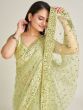 Enticing Light Green Sequins Net Party Wear Saree With Blouse