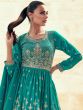 Alluring Sea Green Embroidered Georgette Gharara Suit With Dupatta