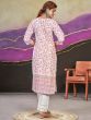 Lovely Off-White Floral Printed Cotton Traditional Readymade Kurti
