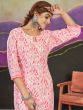 Fetching Pink Digital Printed Cotton Festive Wear Readymade Kurti