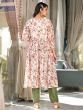 Charming Cream Floral Printed Georgette Readymade Pant Suit