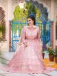 Charming Light Pink Digital Printed Silk Gown With Dupatta