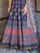 Lovely Blue Swarovski Work Silk Readymade Gown With Dupatta