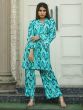 Exquisite Sky-Blue Digital Printed Cotton Top Palazzo Co-Ord Set