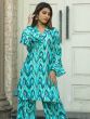Exquisite Sky-Blue Digital Printed Cotton Top Palazzo Co-Ord Set