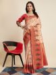 Fantastic Peach Zari Weaving Banarasi Silk Festive Wear Saree