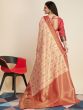 Fantastic Peach Zari Weaving Banarasi Silk Festive Wear Saree